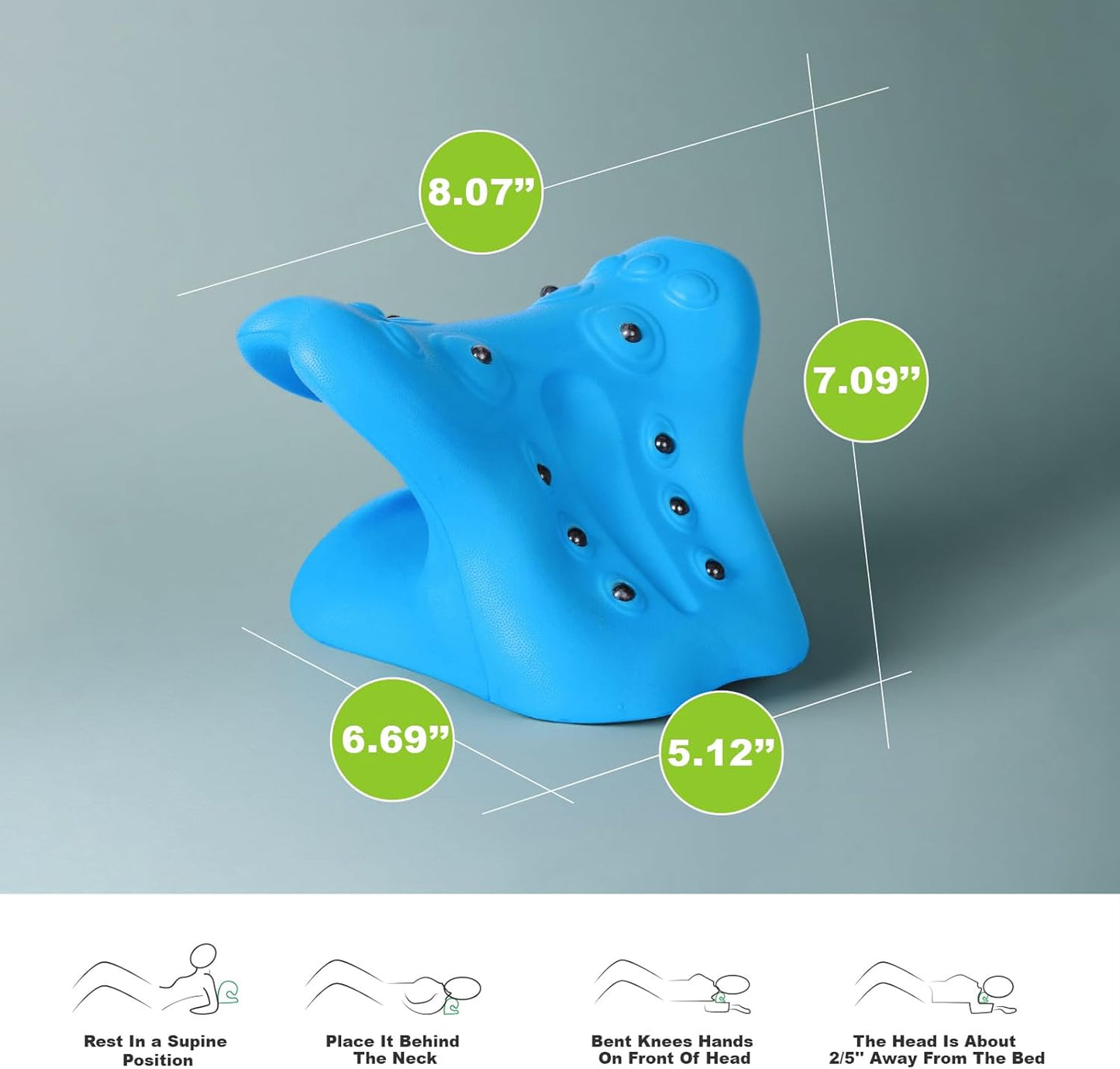 Neck Stretcher Cervical Traction Pillow with Magnetic Therapy Acupressure, Neck and Shoulder Relaxer for TMJ Pain Relief, C-Shaped Arch Design Chiropractic Pillow, Spine and Neck Corrector