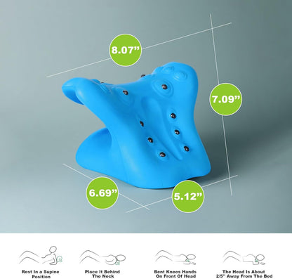 Neck Stretcher Cervical Traction Pillow with Magnetic Therapy Acupressure, Neck and Shoulder Relaxer for TMJ Pain Relief, C-Shaped Arch Design Chiropractic Pillow, Spine and Neck Corrector