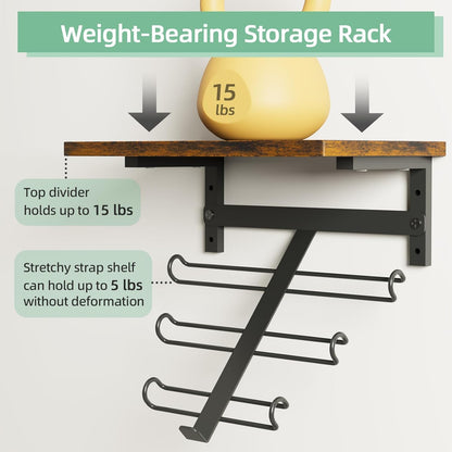 TJ.MOREE 2 Tier Floating Shelf Compatible with Tonal Accessories, T-Bracket Lock Adapters Hanger, Wall Mount Home Gym Storage Rack for Fitness Equipment