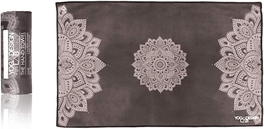 yogadesignlab | The Hand Towel | Premium Non Slip Hand Towel | Designed in Bali | Colorful Eco Printed + Quick Dry + Soft | Hot Yoga, Bikram, Ashtanga, Sport, Barre, Travel (Mandala Black)