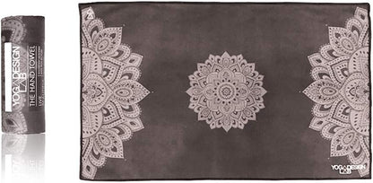 yogadesignlab | The Hand Towel | Premium Non Slip Hand Towel | Designed in Bali | Colorful Eco Printed + Quick Dry + Soft | Hot Yoga, Bikram, Ashtanga, Sport, Barre, Travel (Mandala Black)