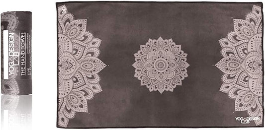 yogadesignlab | The Hand Towel | Premium Non Slip Hand Towel | Designed in Bali | Colorful Eco Printed + Quick Dry + Soft | Hot Yoga, Bikram, Ashtanga, Sport, Barre, Travel (Mandala Black)