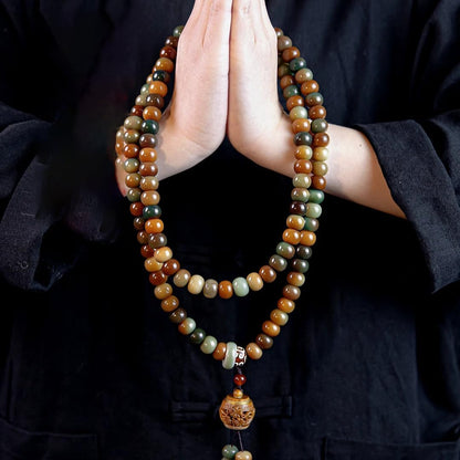 Mala Bead Strand Bracelet, 108 Buddhist Prayer Beads Yoga Meditation Green Malachite Beads Necklace Women man