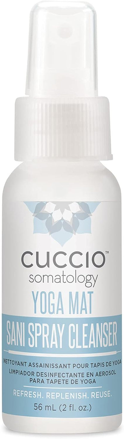 cuccio SOMATOLOGY Yoga Mat Sani Spray Cleaner - Essential Liquid Mat Cleanser Mist - Non Sticky, Quick Drying, Odor, Dirt And Sweat Control - Natural, Chemical Free Equipment Freshener - 32 Fl Oz