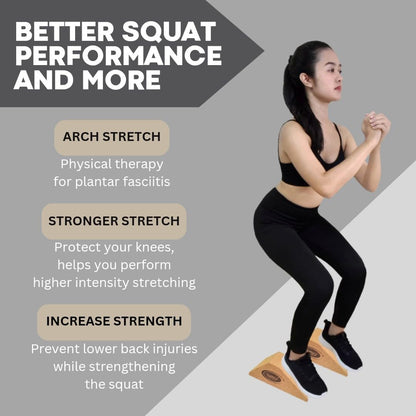 2025 NEW LARGER and Improved quality ECO-Friendly HIGHEST DENSITY Cork Squat Wedge Block Heel Calf Raise Platform NON-SLIP Slant Board Ramp Fitness Workouts Yoga Weightlifting exercise BAND 3 PIECES