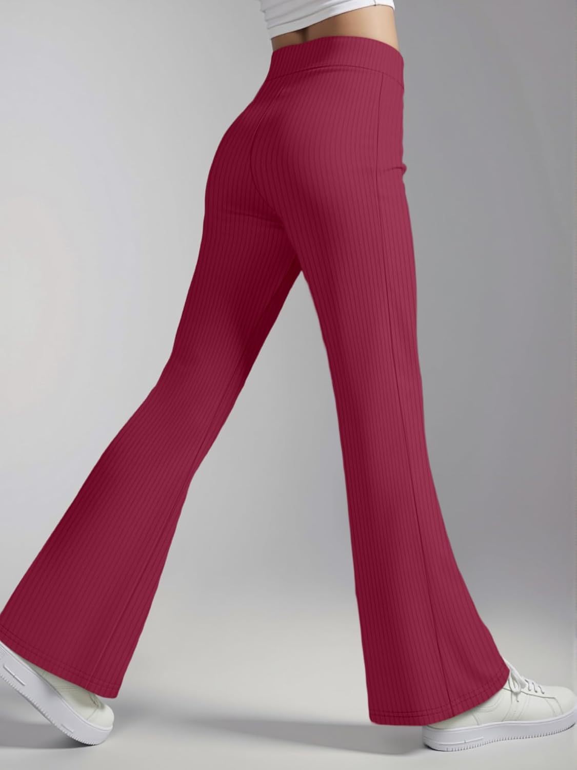Leggings Women Clothing - Flare Yoga Pants Ribbed High Waist Stretchy Butt Lifting for Gym Casual