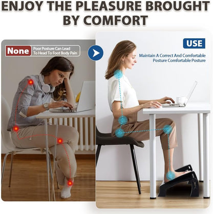 CasaZenith Foot Rest, Six Heights Adjustable Foot Rest for Under Desk at Work, Ergonomic Foots Stool for Under Office Desks, Under Desk Footrest with Foot Massage Roller, Chair Footrest for Leg Rests