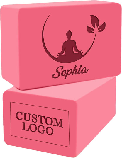 Personalized Yoga Blocks Yoga Gift 2 Pack with Custom Design or Logo, Exercise blocks Yoga Blocks Soft Non-Slip for Pilates, Meditation, Custom Yoga Accessories for Men & Women
