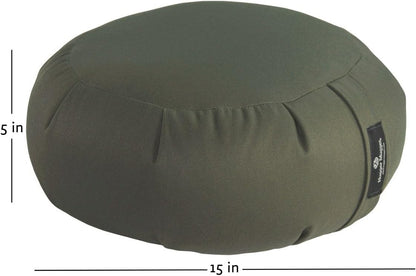 Hugger Mugger Zafu Meditation Cushion - Support in Cross-Legged Sitting, Buckwheat Filled, Durable Fabric, Convenient Handle, Handmade in USA