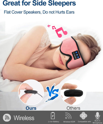 LC-dolida Sleep Headphones, 3D Sleep Mask Bluetooth Wireless Music Eye Mask, Sleeping Headphones for Side Sleepers Sleep Mask with Bluetooth Headphones Ultra-Thin Stereo Speakers Perfect for Sleeping