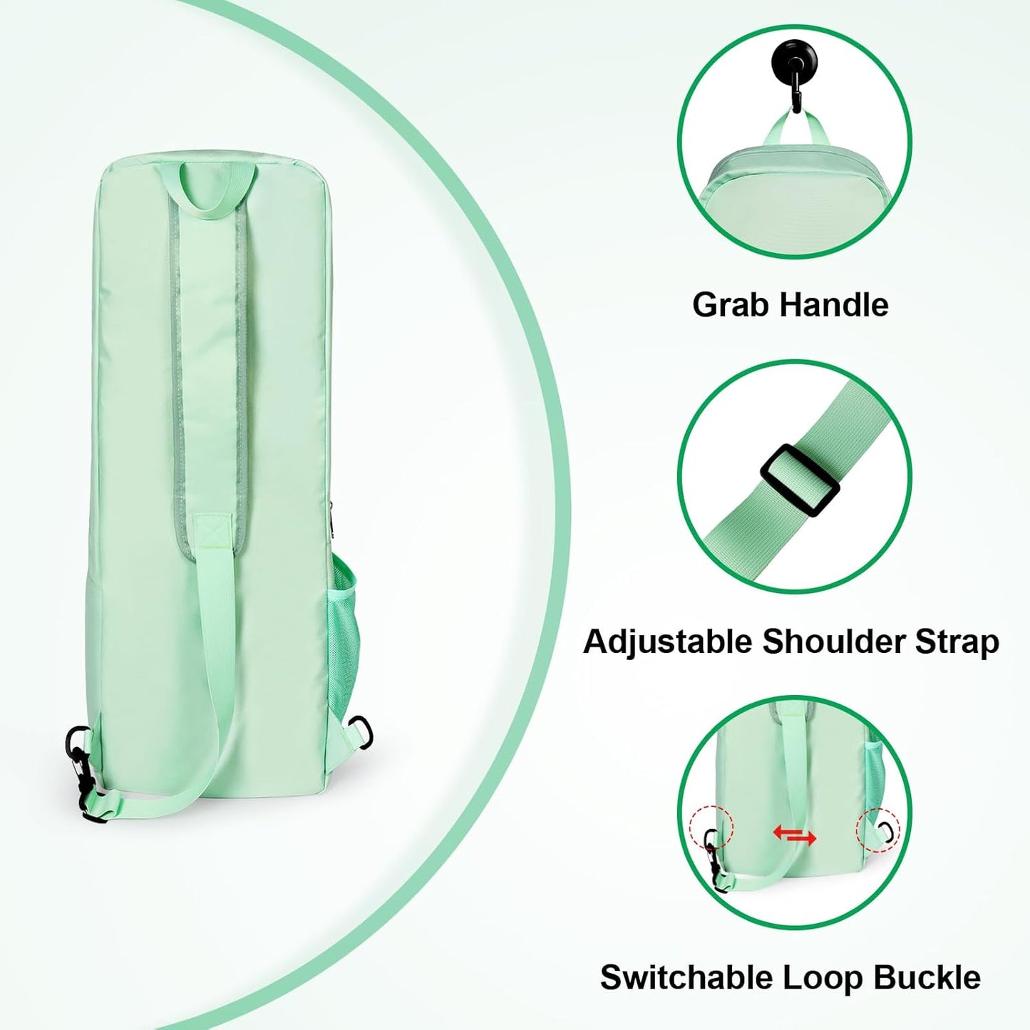 Yoga Mat Bag Carrier Side Mesh Zipper Pocket Exterior Wet Compartment Lightweight Waterproof Yoga Bag for Mat