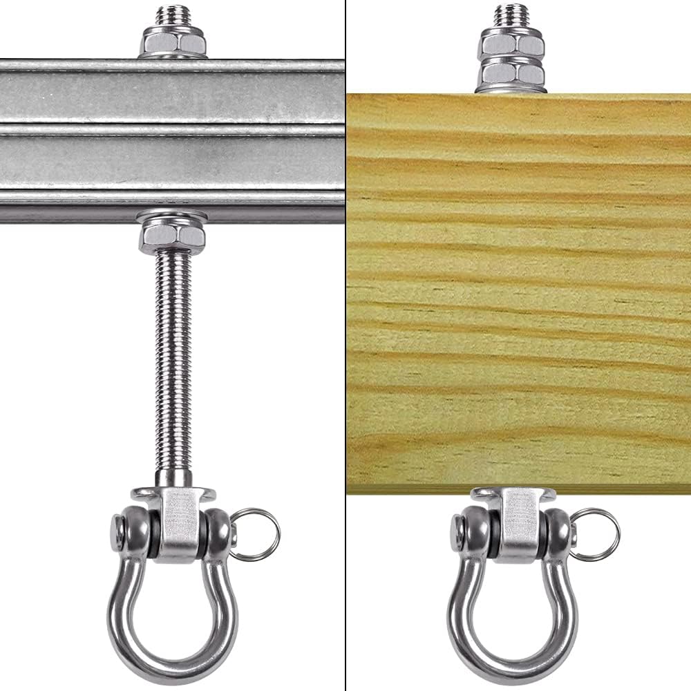 SELEWARE Heavy Duty 180° Swing Hangers, Stainless Steel Eye Screw Bracket, 1800 LB Capacity Playground Yoga Hammock Rope Tire Web Chair Sandbag Punching Bag Porch Swing Sets (6 Pack)