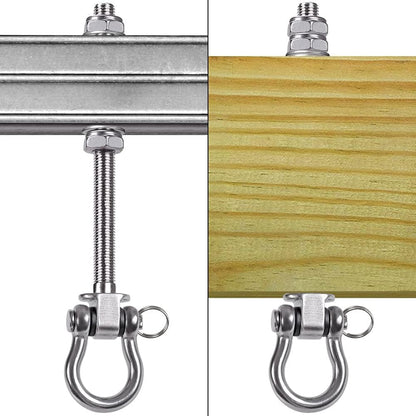 SELEWARE Heavy Duty 180° Swing Hangers, Stainless Steel Eye Screw Bracket, 1800 LB Capacity Playground Yoga Hammock Rope Tire Web Chair Sandbag Punching Bag Porch Swing Sets (6 Pack)