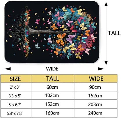 Butterfly Carpet Area Rug - Lovely Butterflies Printed Carpets for Kids Butterfly Theme Living Room Indoor Bedroom Decor Soft Polyester Yoga Mat 2'x3'
