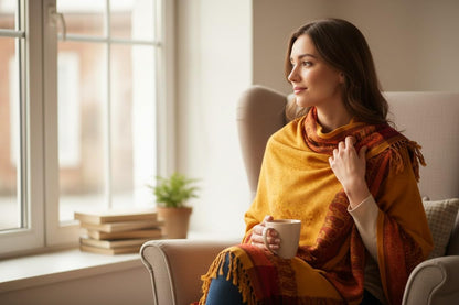 Handloom Wool Meditation Shawl, Oversized Wrap Throw, Gift for Men and Women