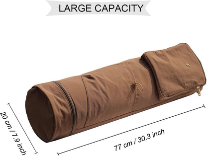 ESVAN Yoga Mat Bag with Multi Pockets Drawstring Yoga Mat Carrier Pilates Exercise Multi-Functional Storage Bag