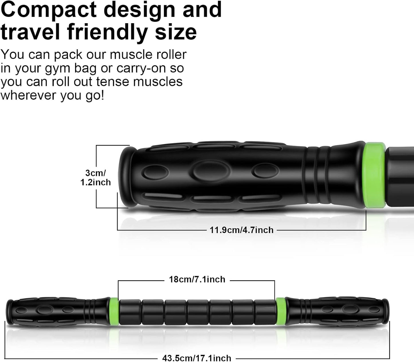iGreely Premium Muscle Roller the Ultimate Massage Roller Stick 17 Inches Recommended By Physical Therapists Promotes Recovery Fast Relief for Cramps Soreness Tight Muscles-White
