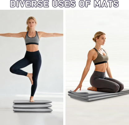 Foldable Yoga Mat for Travel 72"x 32"x 0.32"Inch, 8mm Thick Folding Exercise Mat, Outdoor Non-slip Pilates Mat for Women & Men, Wide Yoga Mat Packable for Workout and Fitness