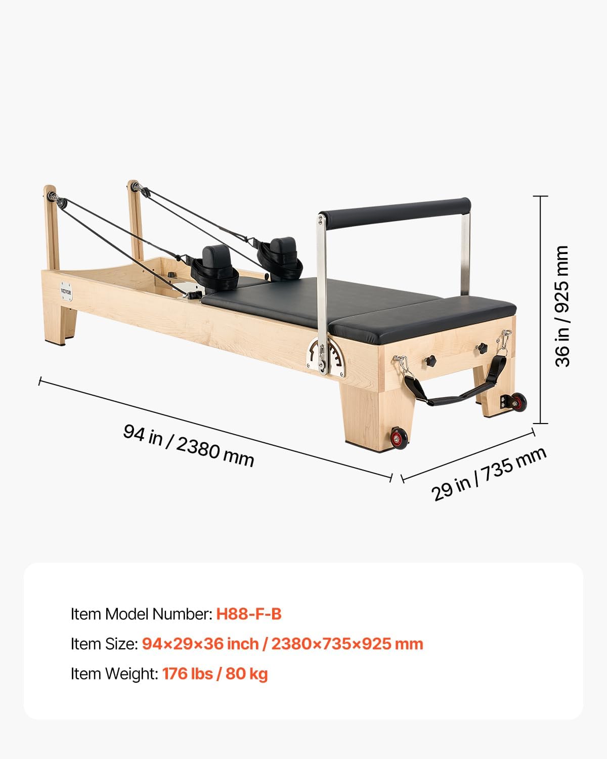 VEVOR Pilates Reformer, Reformer Pilates Machine with Cadillac Trapeze Table or Tower & Mat, Pilates Equipment for Home Workout and Studio, Includes Jump Board，Sitting Box