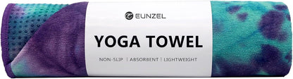 Eunzel Hot Yoga Towel - Microfiber Non Slip Yoga Mat Towel with Grip Dot Sweat Absorbent Towel for Hot Yoga, Pilates and Fitness 72" x 24", Dark Cyan/Orange
