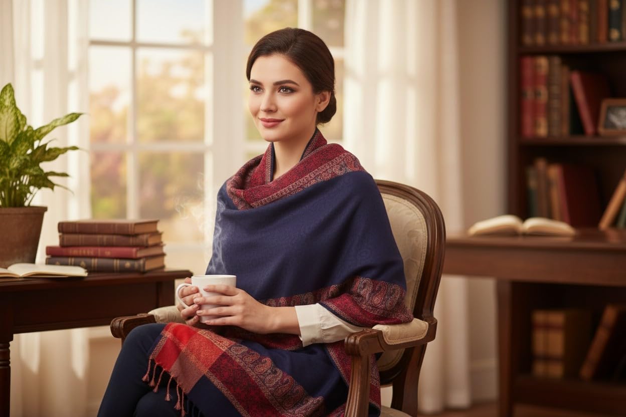 Handloom Wool Meditation Shawl, Oversized Wrap Throw, Gift for Men and Women