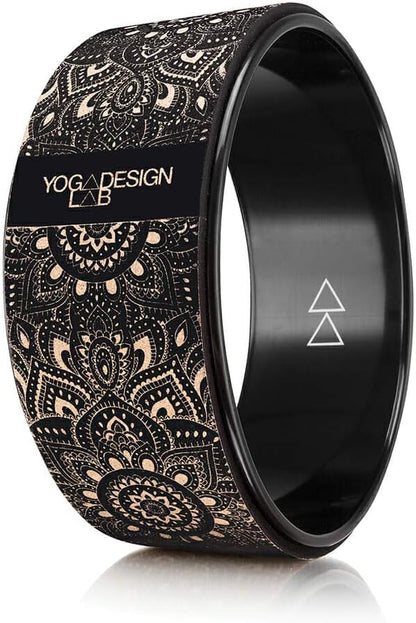 YOGA DESIGN LAB | THE YOGA WHEEL | Eco Printed, Extra Strength, Padded, Dharma Exercise Wheel | Designed in Bali | Enhance Your Postures and Stretch Deeper (Mandala Black,)