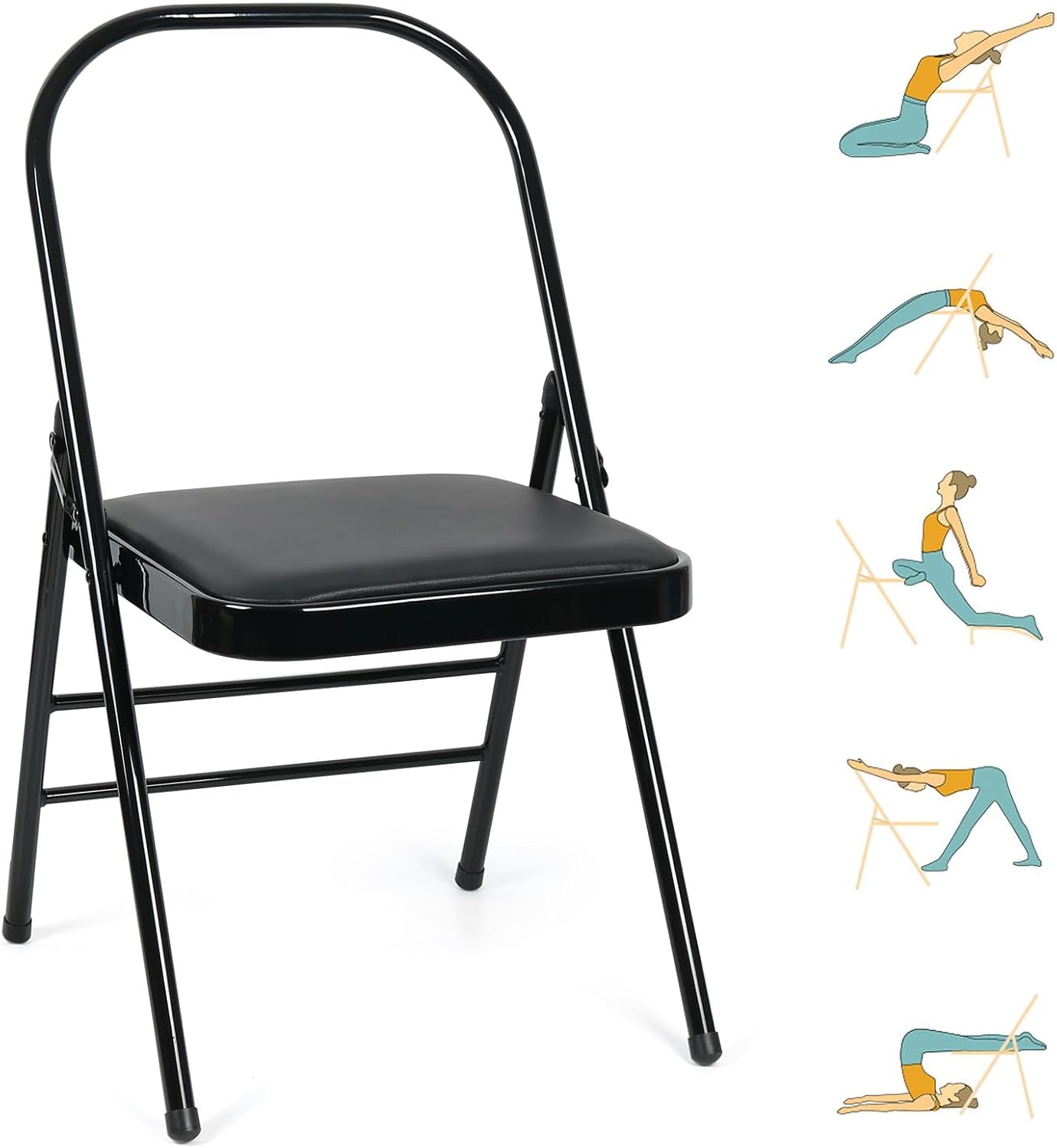 Yoga Auxiliary Chair Headstand Bench Backless Portable Folding Workout Core Chair for Flexibility and Strength Training