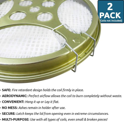 W4W Portable Mosquito Coil Holder - Mosquito Coil & Incense Burner for Outdoor use, Pool Side, Patio, Deck, Camping, Hiking, etc.(Includes Set of 2 Holders)
