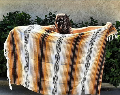 Open Road Goods Bulk Falsa Blankets - Handwoven Authentic Mexican Falsa - Great for Weddings, Yoga, Beach, Picnics, or Mexican Throw! (Tan, 7 Pack)