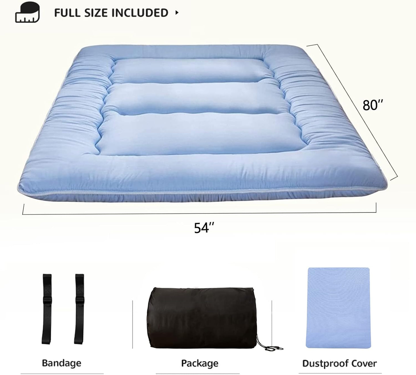 MAXYOYO Bohemian Retro Mattress Boho Floral Japanese Futon Mattress Tatami Floor Mat Foldable Portable Camping, Sleeping Pad, Lounger Couch Bed Full Size