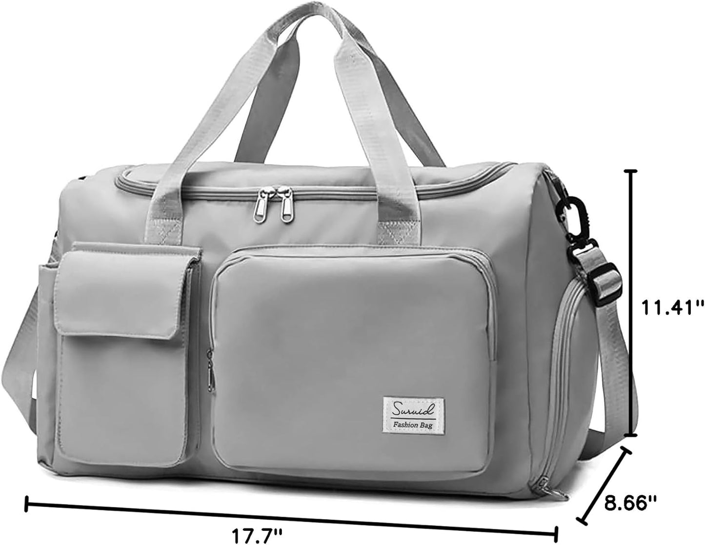 Suruid Travel Yoga Duffel Bag with Shoes Compartment Sports Gym Handbag with Dry Wet Separated Pocket for Training Men and Women, Overnight /Weekender Bag - Pink
