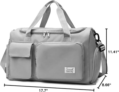 Suruid Travel Yoga Duffel Bag with Shoes Compartment Sports Gym Handbag with Dry Wet Separated Pocket for Training Men and Women, Overnight /Weekender Bag - Pink