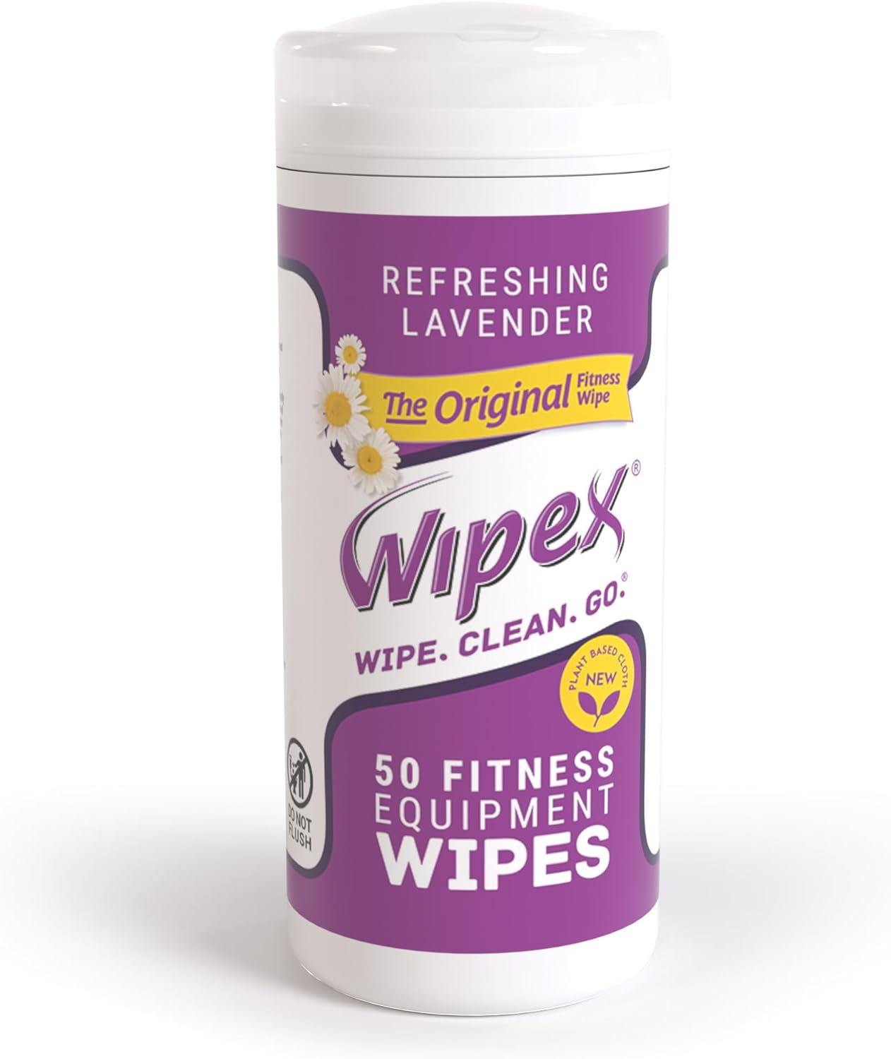 Wipex Original Fitness Equipment Wipes -EWG Verified - 50 Count Plant-Based No-Lint Cloth Gym Wipes for Workout Equipment, Yoga Mat Cleaner, Peloton Cleaner with Lavender Essential Oil & Vinegar,