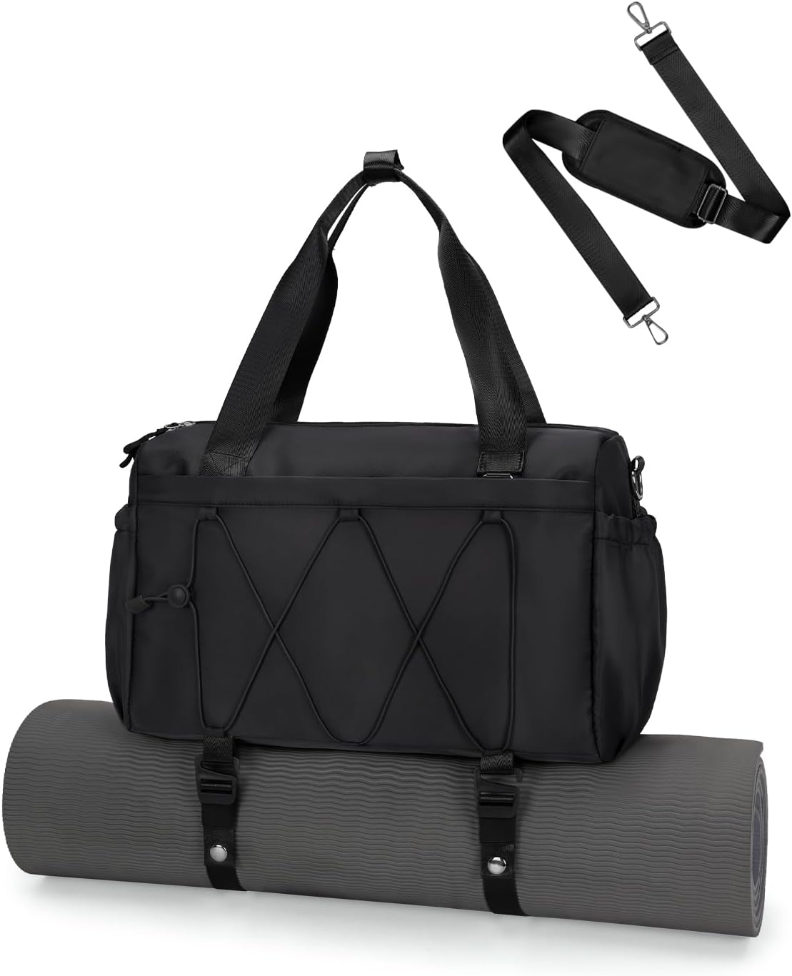 Small Gym Bag for Women with Yoga Mat Holder and Wet Compartment, Mini Gym Duffle Bag Yoga Bag with Water Bottle Pocket for Workout Travel, Green