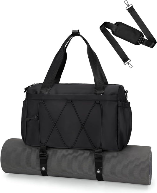 Small Gym Bag for Women with Yoga Mat Holder and Wet Compartment, Mini Gym Duffle Bag Yoga Bag with Water Bottle Pocket for Workout Travel, Green