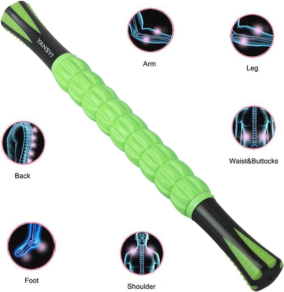 YANSYI Professional 9-Roller Deep Tissue Massage Stick - Portable Muscle Recovery Roller for Athletes, Relieves Post-Workout Soreness & Leg/Back Pain - Portable Physio Tool (Purple)