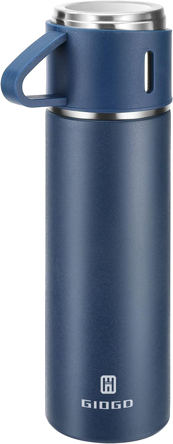 Stainless Steel Thermo 500ml/16.9oz Vacuum Insulated Bottle with Cup for Coffee Hot drink and Cold drink water flask.(Pink,Set)