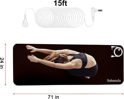 Grounding Yoga Mat - Exercise Fitness Pad, 71x24 Inch Upgraded Non-Slip Grounding Pad with 15ft Cord, Earth Connected Mats for Yoga Sleep Work Meditation Anxiety Reduction