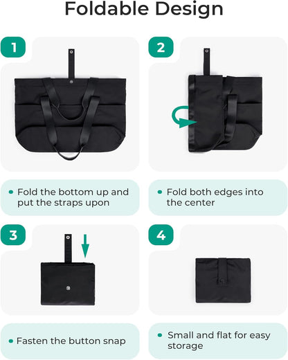 BAGSMART Tote Bag for Women, Foldable Tote Bag With Zipper Travel Shoulder Bag Handbag for Work