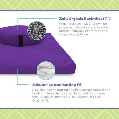 Meditation Cushion Mat Set HEMP - Large Oval Zafu Floor Pillow Organic Buckwheat Pillow + Cotton Filled HEMP Zabuton Prayer Pad - Meditation Pillow Yoga Knee Pad Made in USA - 18" Oval, NATURAL Hemp