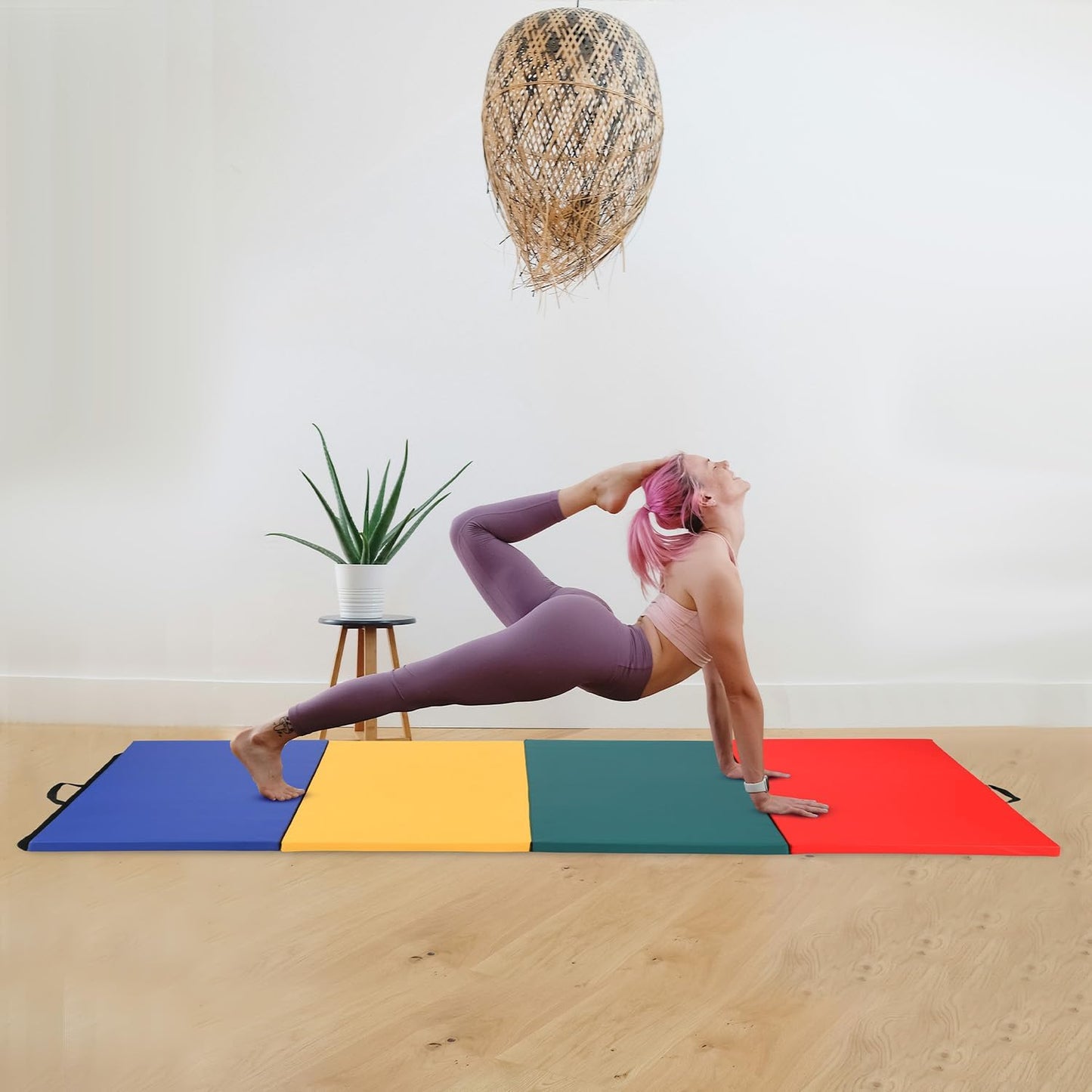 Gymnastics Mats Foldable Tumbling Mats Portable Gymnastics Exercise Mat Thick Gymnastics Tumbling Mats Pad Home Exercise Panel Mat With Carrying Handles