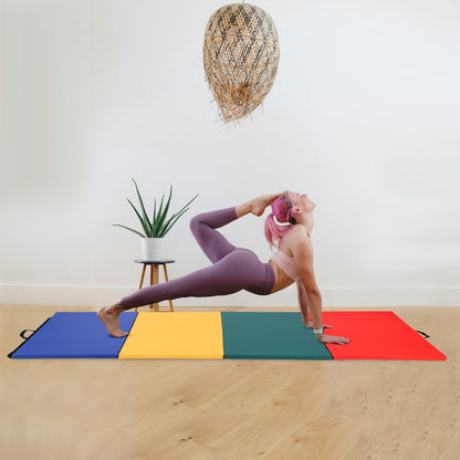 Gymnastics Mats Foldable Tumbling Mats Portable Gymnastics Exercise Mat Thick Gymnastics Tumbling Mats Pad Home Exercise Panel Mat With Carrying Handles
