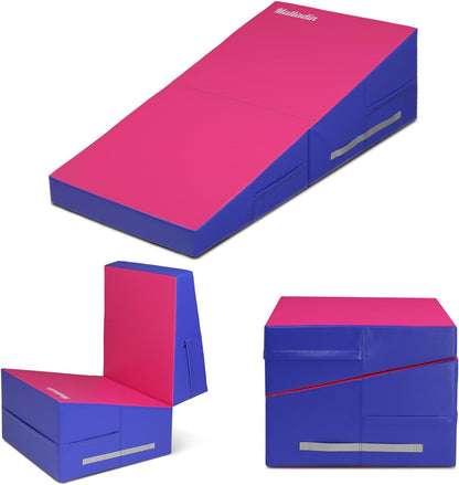 Matladin Incline Gymnastics Cheese Wedge Mat, 48"x24"x14" - Folding Gymnastics Mat for Kids Girls Home Training