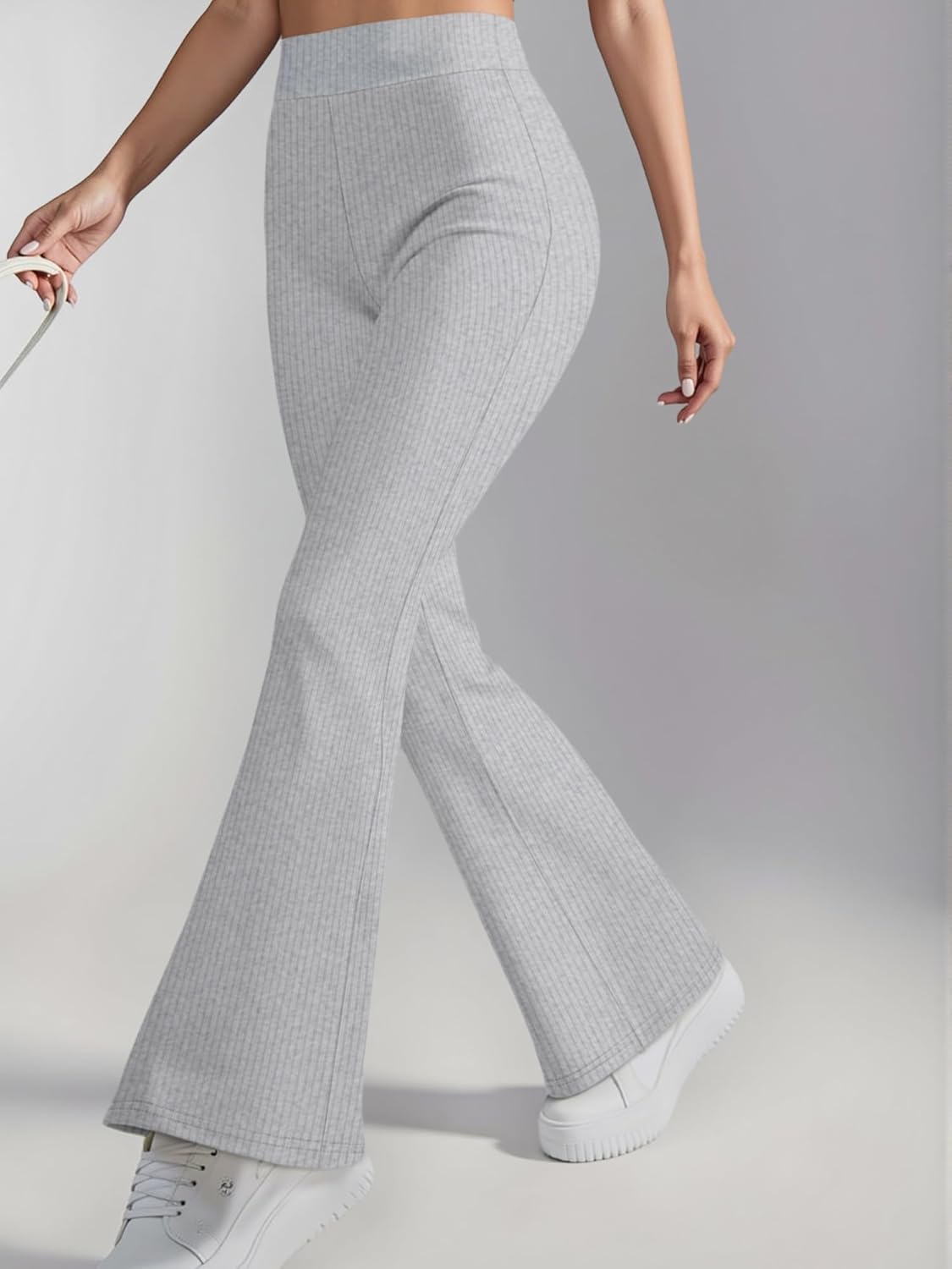 Leggings Women Clothing - Flare Yoga Pants Ribbed High Waist Stretchy Butt Lifting for Gym Casual