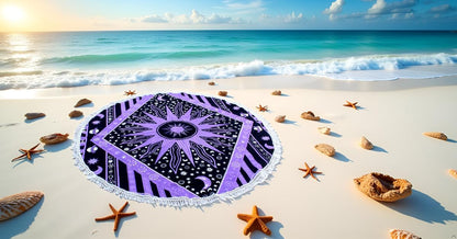 Mandala Round Beach Tapestry Boho Hippie Blanket Bohemian Large Table Cloth Home Decor Yoga Mat Meditation Picnic Rug Throw Hippy Gypsy Tablecloth Roundie (42 Inches, Orange And Blue)