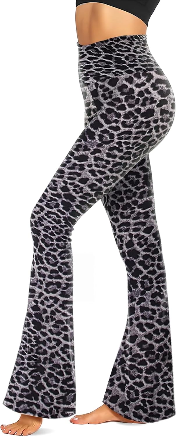 TNNZEET Black Flare Leggings for Women, Crossover Yoga Pants with Pockets Bootcut Flared Leggings