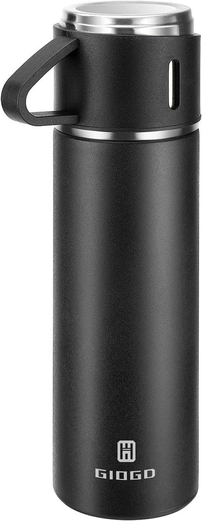 Stainless Steel Thermo 500ml/16.9oz Vacuum Insulated Bottle with Cup for Coffee Hot drink and Cold drink water flask.(Pink,Set)