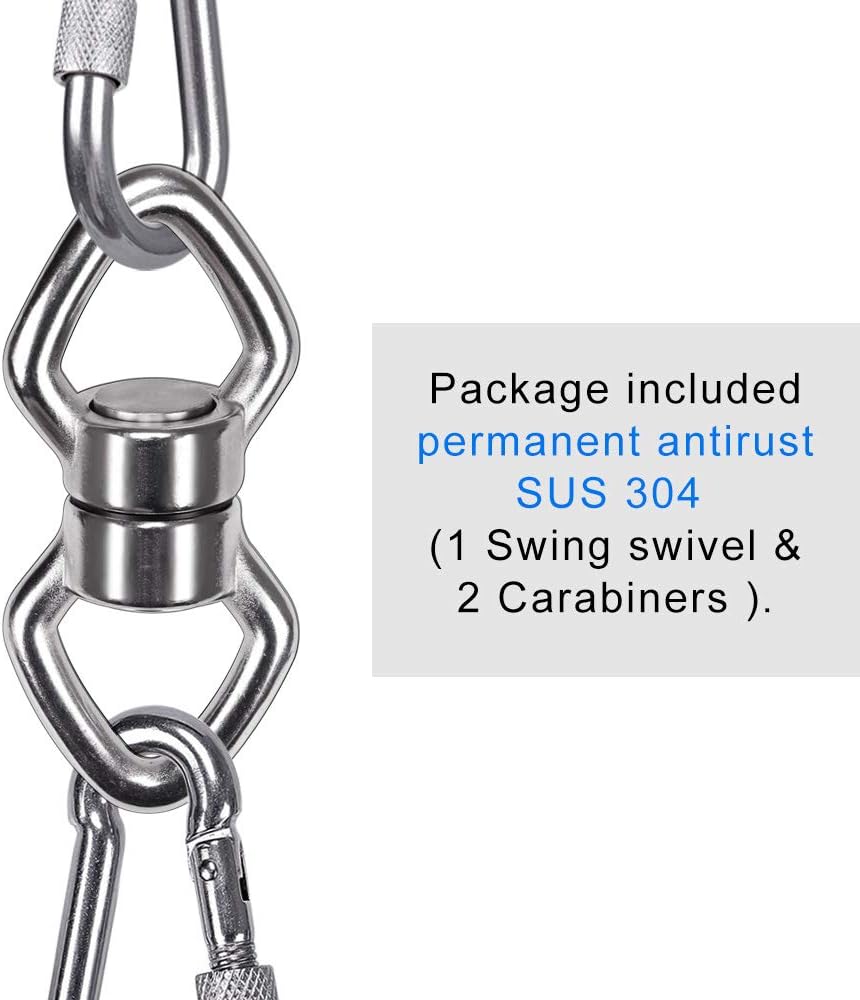 BeneLabel Dual Hanging Rings Hammock Swing Hanger, Swivel Stainless Steel Mounting Bearing Set D Shape Open Loop for Indoor Outdoor Playground Chair Yoga Rope Punching Bag Sandbag
