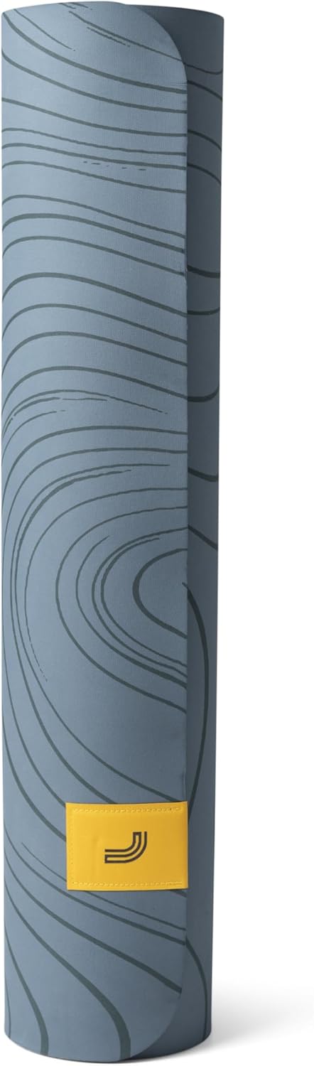 Lolë Prima Marble Yoga Mat with Strap Carrier | Non-Slip Textured 5mm Thick Workout Mat | Ideal for Hot Yoga & Pilates | Lightweight & Sweat Resistant, Seagreen