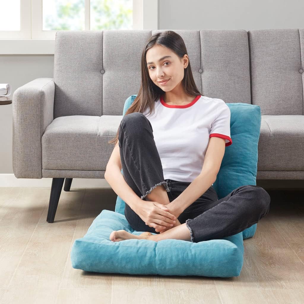 Meditation Floor Pillow Set of 2, Round Large Pillows Seating for Adults, Tufted Corduroy Cushion for Living Room Tatami, Beige 22 Inch